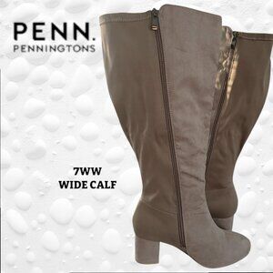 👢PENN Extra Wide Width, Tall Faux Suede Boot with Stretch Calf - NWT Size 7WW👢